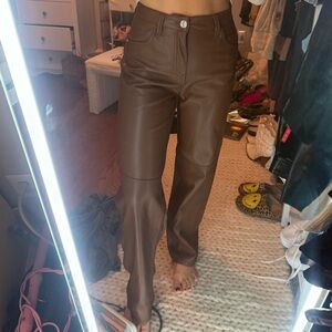 Bershka brown leather pants
